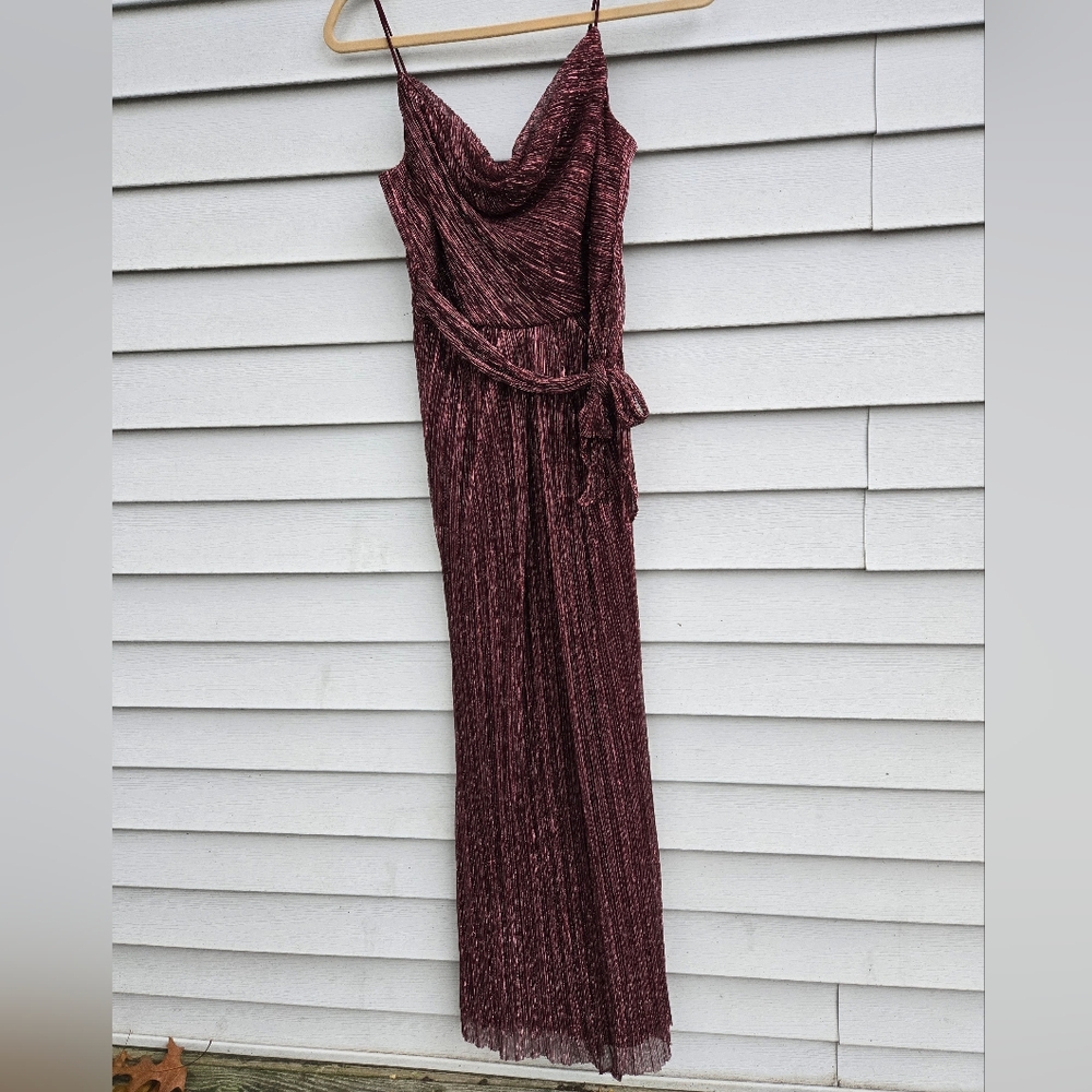 Adrianna Papell Metallic Burgundy Color Dress, Sz 2
